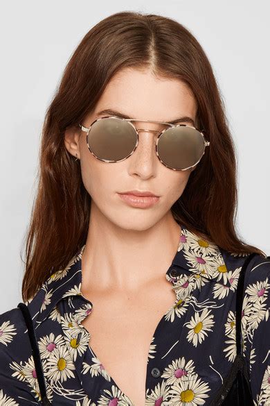 prada round-frame acetate and gold-tone sunglasses|prada round sunglasses for women.